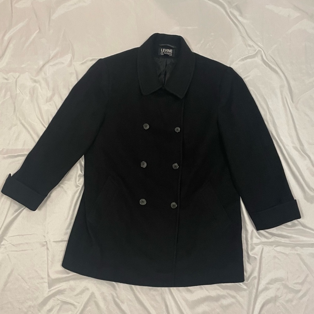 100% Wool Black Levine Classics Womens Coat 16 Peacoat